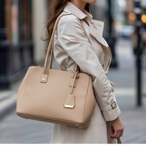 structured tote/top-handle satchel hybrid Purse beige